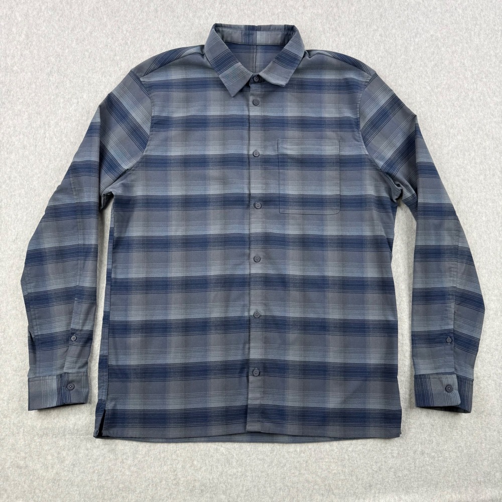 Lululemon Shirt Mens XL Blue Plaid Mason Peak Flannel Button Up Long Sleeve